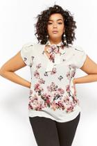Forever21 Plus Size Crepe Floral Pussybow Top