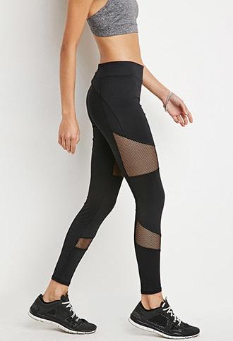 Forever21 Women's  Black Active Mesh Insert Leggings
