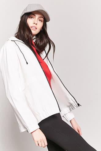 Forever21 Hooded Zip-front Jacket