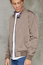 21 Men Men's  Brown Button-neck Bomber Jacket