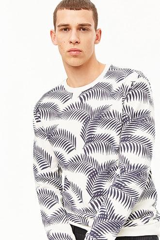 Forever21 Alpha Beta Leaf Print Pullover