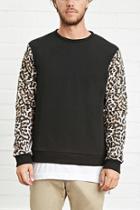 21 Men Men's  Animal Print Sleeve Sweatshirt
