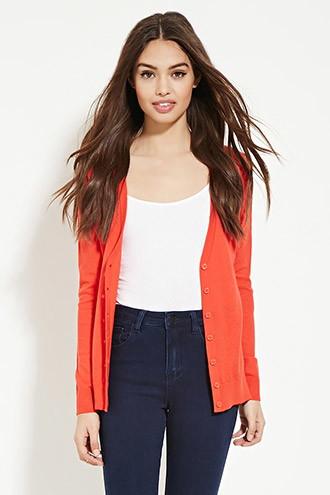 Forever21 Women's  Tomato Classic Cardigan