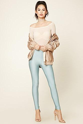 Forever21 Women's  Seafoam Stretch Knit Leggings