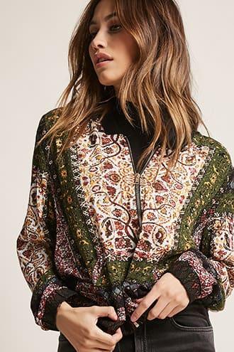 Forever21 Ornate Bomber Jacket