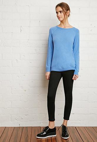 Forever21 Women's  Twist Cutout-back Sweater (light Blue)