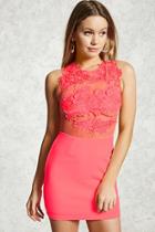 Forever21 Sheer Lace Neon Mini Dress