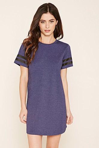 Forever21 Women's  Blue & Black Heather Knit Tee Dress