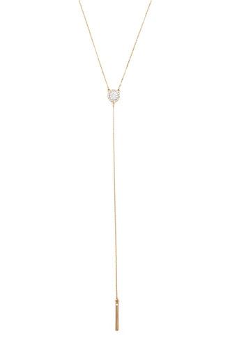 Forever21 Gold & Clear Rhinestone Drop Necklace