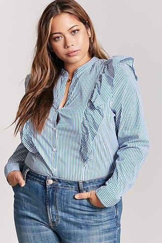 Forever21 Plus Size Flounce Stripe Top