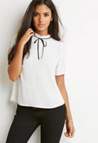 Forever21 Bow Ruffle-neck Top