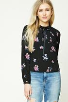 Forever21 Ruffle Mock Neck Floral Top
