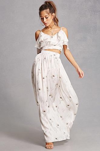 Forever21 Oh My Love Satin Maxi Skirt