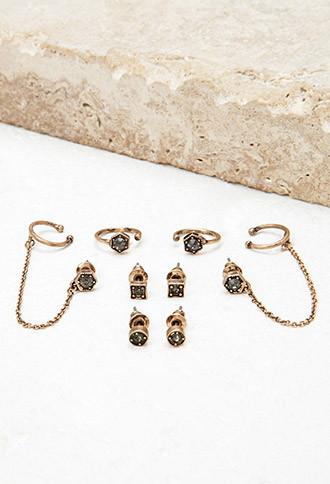 Forever21 Chained Rhinestone Ear Cuff Set