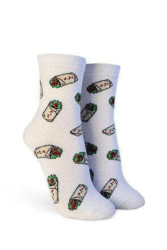 Forever21 Smiling Burrito Print Crew Socks