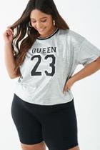 Forever21 Plus Size Metallic Queen Graphic Boxy Tee