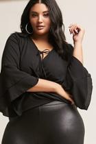 Forever21 Plus Size Chiffon Surplice Tiered Bell-sleeve Top