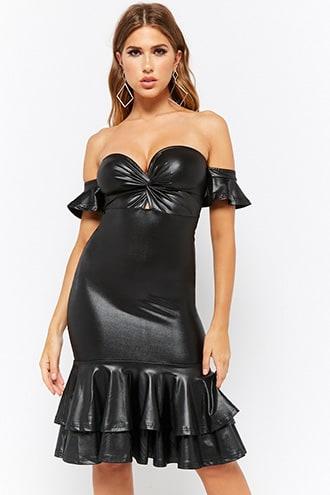 Forever21 Off-the-shoulder Flounce Hem Dress