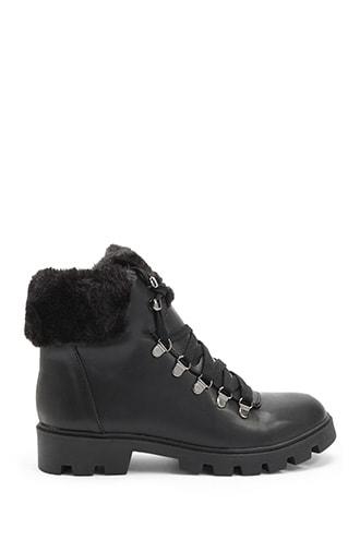 Forever21 Lfl By Lust For Life Faux Fur Combat Boots