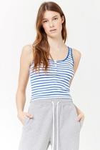 Forever21 Striped Henley Tank Top