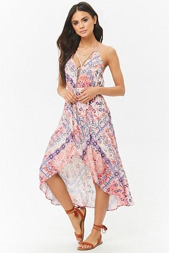 Forever21 Ornate Floral High-low Halter Dress