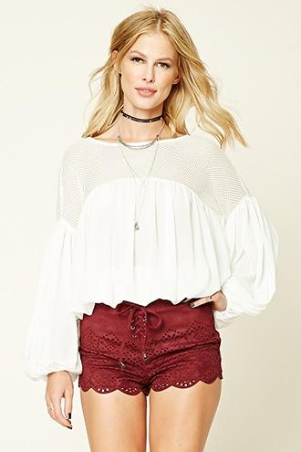 Forever21 Women's Burgundy Faux Suede Lace-up Shorts