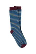 21 Men Colorblocked Stripe Socks (blue/mustard)