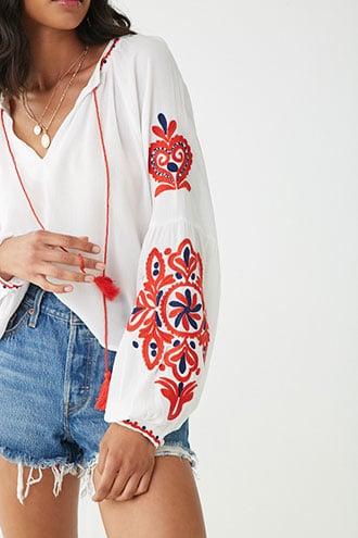 Forever21 Embroidered Ornate Top