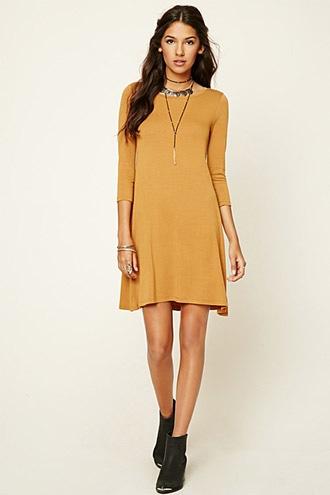 Love21 Women's  Camel Contemporary Shift Dress