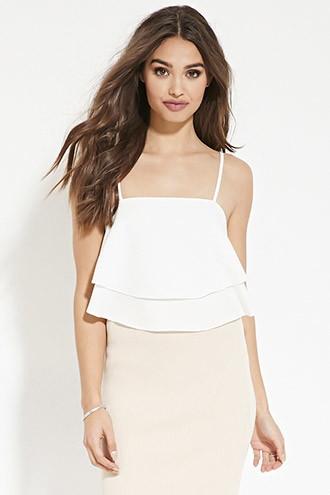 Forever21 Women's  Flounced Cami Crop Top