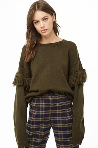 Forever21 Fringe-trim Knit Sweater