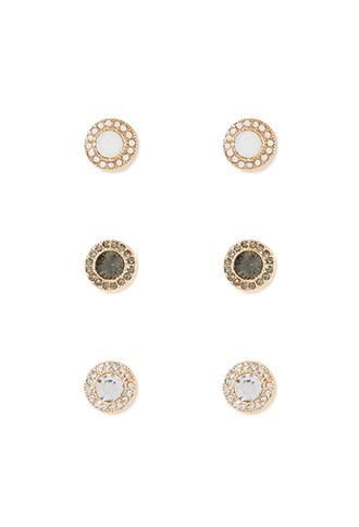 Forever21 Faux Gem Stud Set (gold/clear)