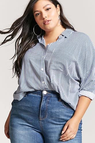Forever21 Plus Size Stripe Button-down Shirt