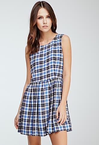 Forever21 Pleated Plaid A-line Dress