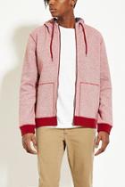 21 Men Men's  Red & White Striped Cotton-blend Hoodie