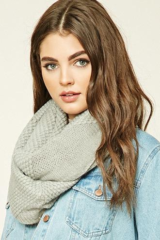 Forever21 Grey Raspberry Knit Infinity Scarf