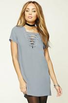 Forever21 Women's  Dusty Blue Strappy Crisscross-front Dress