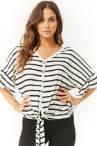 Forever21 Marled Striped Tie-front Top