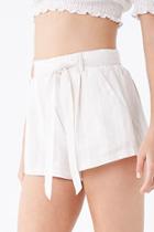 Forever21 Linen-blend Belted Striped Shorts