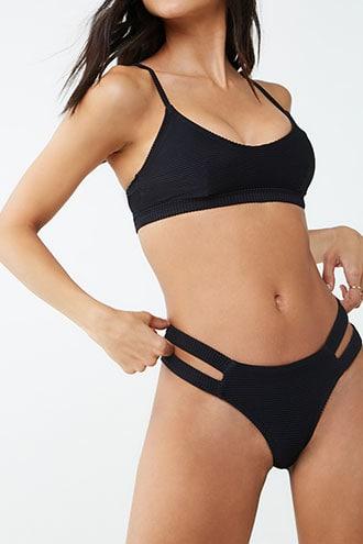 Forever21 Ribbed Cheeky Cutout Bikini Bottoms