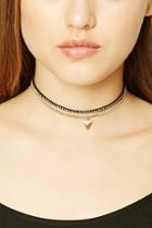 Forever21 Gold & Black Studded Faux Suede Choker