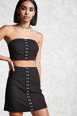 Forever21 Pinstriped Hook-eye Skirt