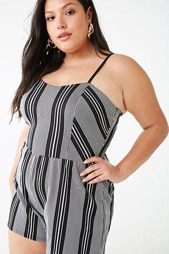 Forever21 Plus Size Striped Print Romper