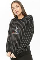 Forever21 Fleece Pinstriped Mickey Mouse Sweatshirt
