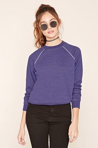 Forever21 Women's  Blue Heathered Raglan Sweatshirt