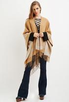 Forever21 Women's  Houndstooth-patterned Shawl Poncho (camel/light Grey)