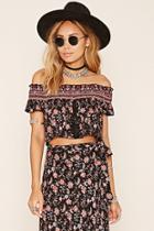 Forever21 Women's  Floral Print Smocked Top