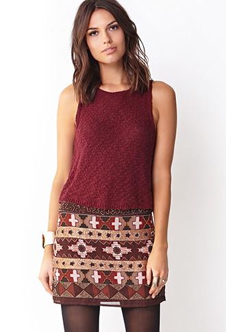 Love21 Eclectic Beaded Mini Skirt