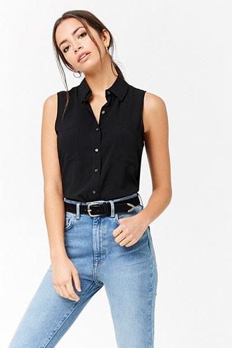 Forever21 Sleeveless Pocket Shirt