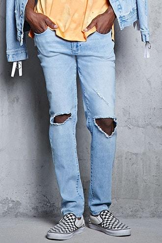 Forever21 Frayed Slim Jeans